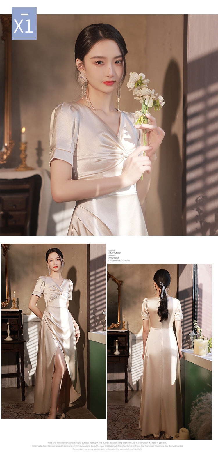 Simple And Light Luxury Satin Sisters Group Party Formal Dress